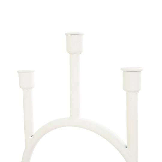 Black & White Metal Abstract Circular Ring Candle Holder with Wooden Cone Bases Set